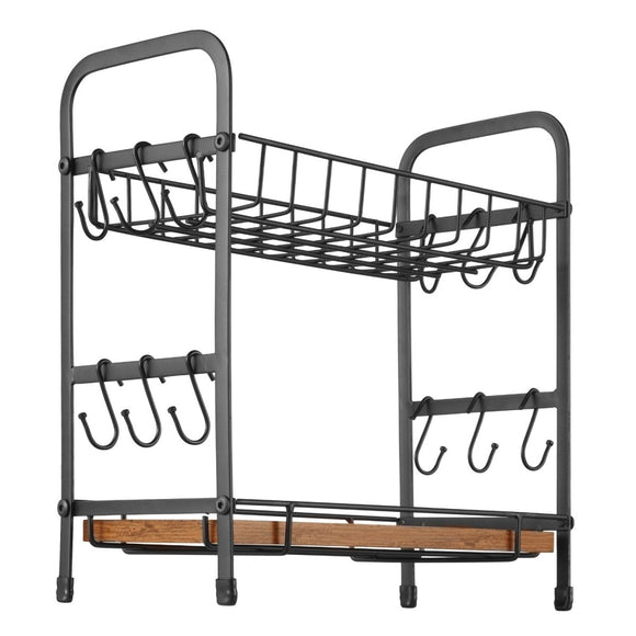 VEVOR 2 Tier Coffee Bar Organizer for Countertop w/ 12 Movable Hooks Mug Holder - RnR Galore