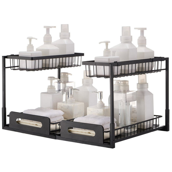 VEVOR 2 - Tier Wire Pull Out Cabinet Under Sink Basket Organizer 10.7"x14.2" 2PCS - RnR Galore