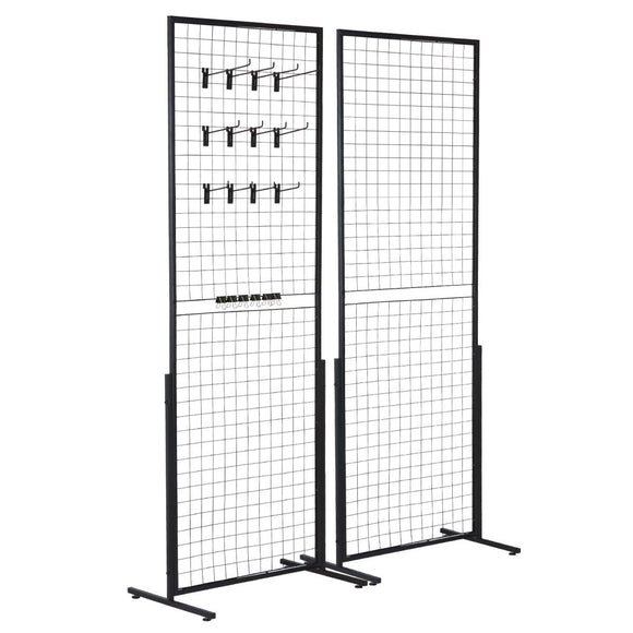 VEVOR 2' x 5.6' Grid Wall Panels Tower, 2 Packs Wire Gridwall Display Racks with T - Base Floorstanding, Double Side Gridwall Panels for Art Craft Shows, Retail Display with Extra Clips and Hooks - RnR Galore