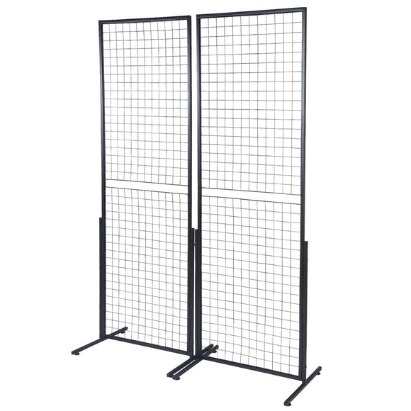 VEVOR 2' x 5.6' Grid Wall Panels Tower, 2 Packs Wire Gridwall Display Racks with T - Base Floorstanding, Double Side Gridwall Panels for Art Craft Shows, Retail Display with Extra Clips and Hooks - RnR Galore