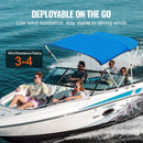 VEVOR 3 Bow Bimini Top Boat Cover, 900D Polyester Canopy with 1" Aluminum Alloy Frame, Waterproof and Sun Shade, Includes Storage Boot, 2 Support Poles, 4 Straps, 6'L x 46"H x 61" - 66"W, Pacific Blue - RnR Galore