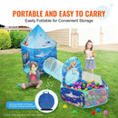 VEVOR 3 in 1 Kids Play Tent with Tunnel, Basketball Hoop for Boys, Girls, Babies and Toddlers, Indoor/Outdoor Pop Up Playhouse with Carrying Bag & Banding Straps Birthday Gifts, Blue Ocean - RnR Galore