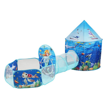 VEVOR 3 in 1 Kids Play Tent with Tunnel, Basketball Hoop for Boys, Girls, Babies and Toddlers, Indoor/Outdoor Pop Up Playhouse with Carrying Bag & Banding Straps Birthday Gifts, Blue Ocean - RnR Galore