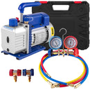 Vevor 4CFM 1/4HP Rotary Vane Vacuum Pump + R134AManifold Gauge Tester Charging +Hose - RnR Galore