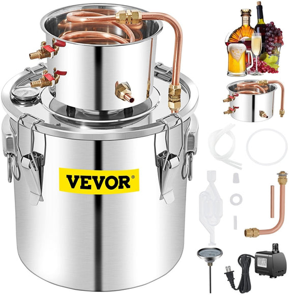 VEVOR 50L Water Alcohol Distiller Copper Moonshinestill Brewing w/ Water Pump - RnR Galore