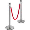 VEVOR 6PCS Red Rope Stanchion Silver Post Crowd Control Queue Line Barrier - RnR Galore