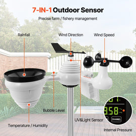 VEVOR 7-in-1 Wi-Fi Weather Station with Color Display, Solar Outdoor Sensor & Alarm Alerts - RnR Galore