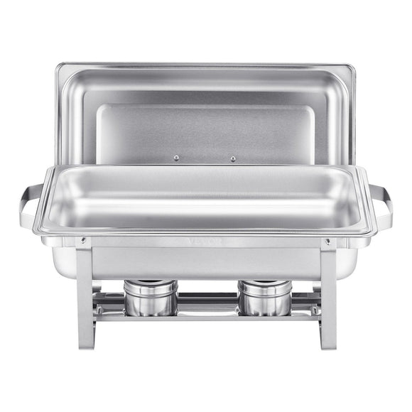 VEVOR 8 Qt 6 Pack Rectangle Chafing Dish Buffet Set Fullsize Pan Stainless Steel - RnR Galore