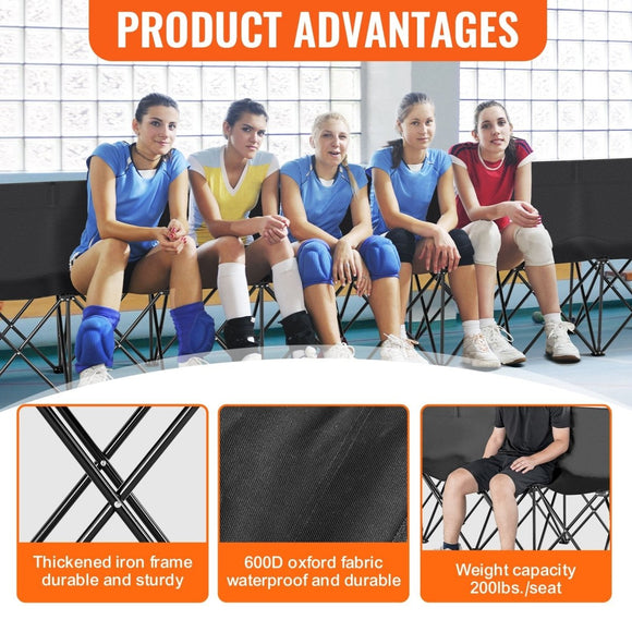 VEVOR 8 Seat Portable Folding Sport Bench Outdoor Camping Chair with Carry Bag - RnR Galore
