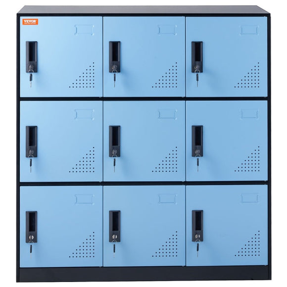 VEVOR 9 Doors Metal Storage Cabinet Employees Steel Storage Cabinet Office Black - RnR Galore