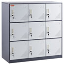 VEVOR 9 Doors Metal Storage Cabinet Employees Steel Storage Cabinet Office Gray - RnR Galore