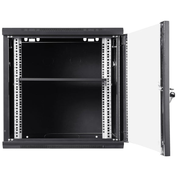 VEVOR 9U Wall Mount Network Server Cabinet, 39.37 cm Deep, Server Rack Cabinet Enclosure, 90.7 kg Max. Ground - mounted Load Capacity, with Locking Glass Door Side Panels, for IT Equipment, A/V Devices - RnR Galore