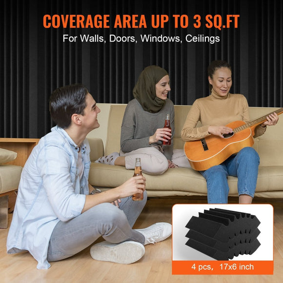 VEVOR Acoustic Foam Panels 4 Pack 16.5 x 6.3 x 12 in Adhesive for Wall Ceiling - RnR Galore