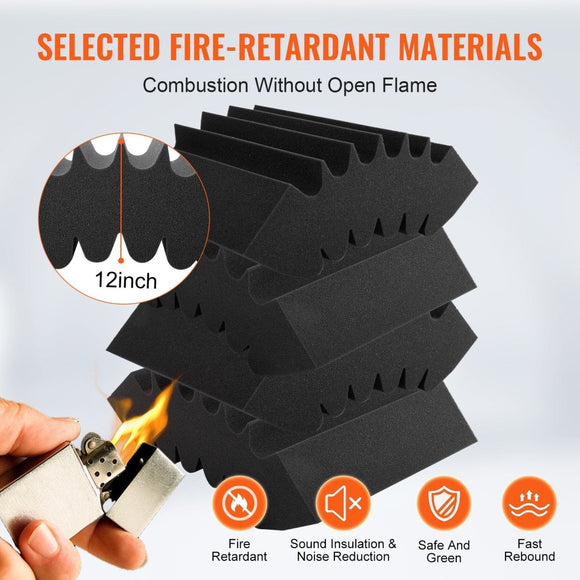 VEVOR Acoustic Foam Panels 4 Pack 16.5 x 6.3 x 12 in Adhesive for Wall Ceiling - RnR Galore