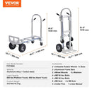 VEVOR Aluminum Hand Truck, 2 in 1, 363 kg Max Load Capacity, Heavy Duty Industrial Convertible Folding Hand Truck and Dolly, Utility Cart Converts from Hand Truck to Platform Cart with Rubber Wheels - RnR Galore