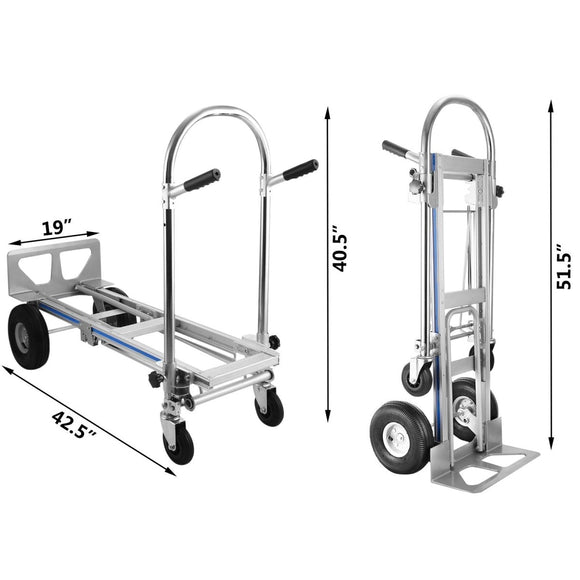 VEVOR Aluminum Hand Truck 3 in 1 Folding Hand Truck Convertible Hand Truck and Dolly - RnR Galore