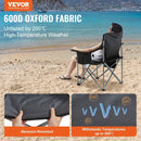 VEVOR Camping Folding Chair for Adults, Portable Heavy Duty Outdoor Quad Lumbar Back Padded Arm Chairs with Side Pockets, Cup Holder and Cooler Bag for Beach, Lawn, Picnic, Fishing, Backpacking, Black - RnR Galore