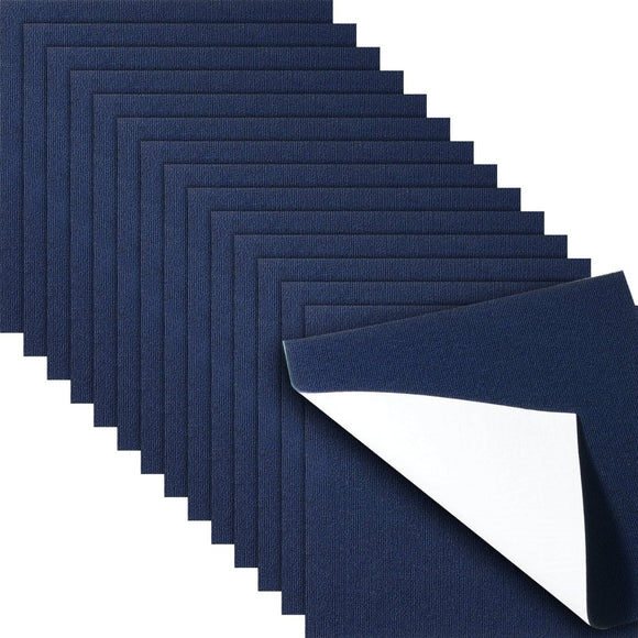VEVOR Carpet Tiles Peel and Stick, Squares Self Adhesive Carpet Floor Tile, Soft Padded Carpet Tiles, Easy Install DIY for Bedroom Living Room Indoor Outdoor (15Tiles, Dark Blue) - RnR Galore