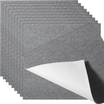 VEVOR Carpet Tiles Peel and Stick, Squares Self Adhesive Carpet Floor Tile, Soft Padded Carpet Tiles, Easy Install DIY for Bedroom Living Room Indoor Outdoor (9Tiles, Light Gray) - RnR Galore