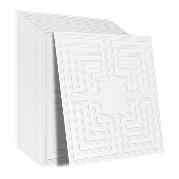 VEVOR Ceiling Tiles 12 - Pack 24 x 24 in PVC Easy Installation White Echo Pattern - RnR Galore