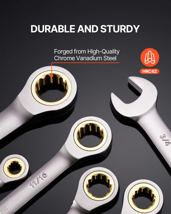 VEVOR Combination Wrench Set 24 PCS SAE 1/4" - 7/8" Metric 8 - 19mm Organizer Rack - RnR Galore