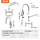 VEVOR Commercial Faucet with Pre - Rinse Sprayer, 26" Height, 8" Center, 12" Swing Spout, Deck Mount Kitchen Sink Faucet, Brass Constructed Device with Pull Down Spray, for 1/2/3 Compartment Sink - RnR Galore