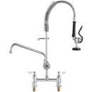 VEVOR Commercial Faucet with Pre - Rinse Sprayer, 26" Height, 8" Center, 12" Swing Spout, Deck Mount Kitchen Sink Faucet, Brass Constructed Device with Pull Down Spray, for 1/2/3 Compartment Sink - RnR Galore