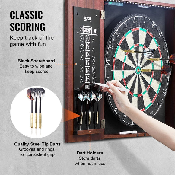 VEVOR Dartboard and Cabinet Set Official Size Complete Accessory Steel Tip Dart - RnR Galore