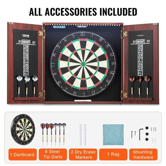 VEVOR Dartboard and Cabinet Set Official Size Complete Accessory Steel Tip Dart - RnR Galore