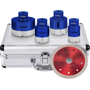 VEVOR Diamond Drill Bits 4PCS Diamond Hole Saw 35/40/50/68mm Tile Hole Saw Kit Vacuum Brazed Diamond Drill Bit 0.59in/15mm Segment Tile Hole Saw w Storage Case for Tile Ceramic Porcelain Marble Stone - RnR Galore