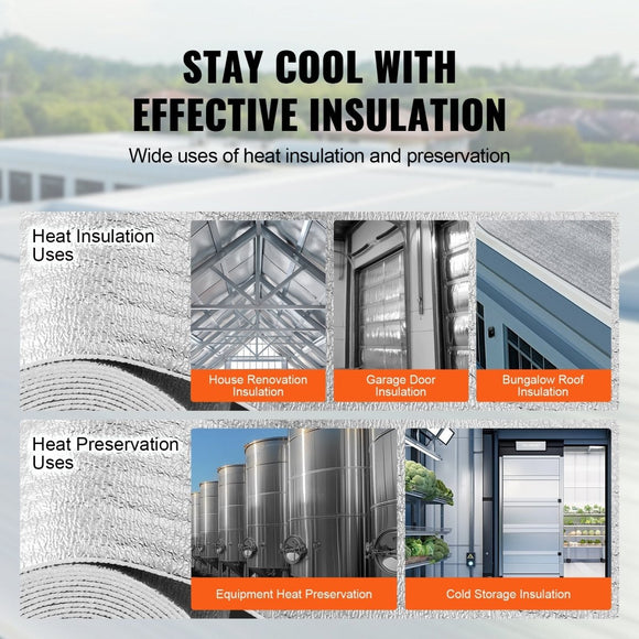 VEVOR Double Reflective Insulation Roll Foam Core Radiant Barrier 120 x 48 Inch / 3 x 1.2M - RnR Galore