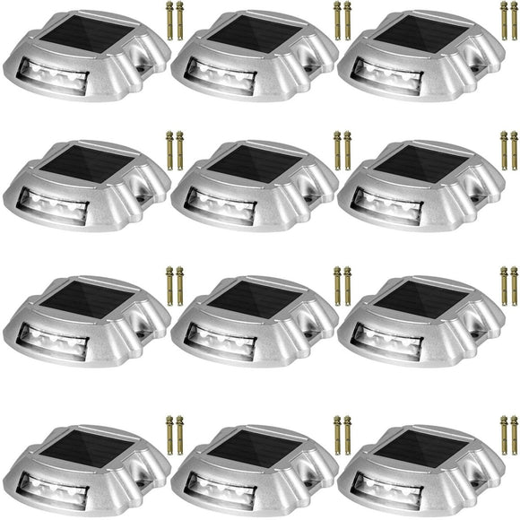 VEVOR Driveway Lights 12 - Pack Solar Driveway Lights Bright White with Screws Solar Deck Lights Outdoor Waterproof Wireless Dock Lights 6 LEDs for Path Warning Garden Walkway Sidewalk Steps - RnR Galore
