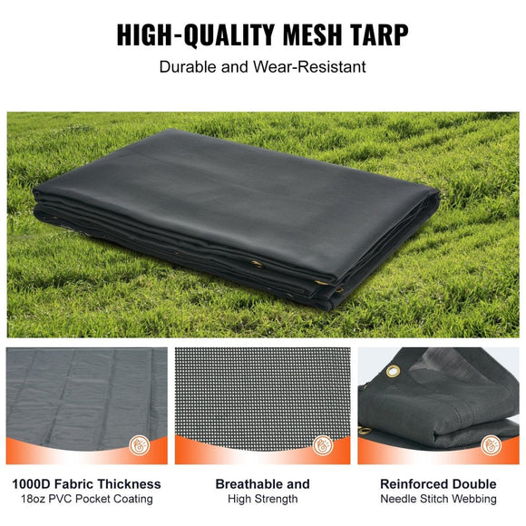 VEVOR Dump Truck Mesh Tarp - Heavy Duty PVC Coated Cover with Brass Grommets - RnR Galore
