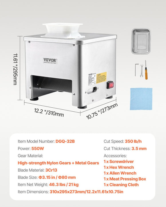 VEVOR Electric Meat Cutter Machine 550W Commercial Meat Slicer Cutting Machine - RnR Galore