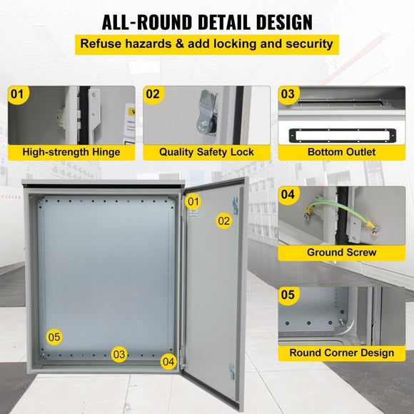VEVOR Electrical Steel Enclosure Box NEMA 4 Outdoor Enclosure 24 x 24 x 12'' UL - RnR Galore