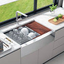 VEVOR Farmhouse Kitchen Sink, 304 Stainless Steel Drop - In Sinks, Top Mount Single Bowl Basin with Ledge & Accessories, Household Dishwasher Sinks for Workstation, Prep Kitchen, and Bar Sink, 36 inch - RnR Galore