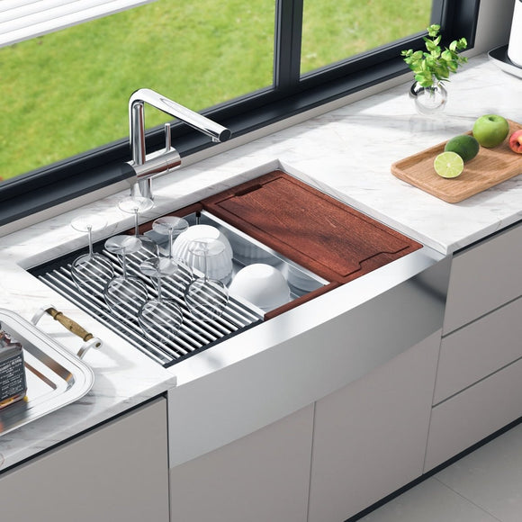 VEVOR Farmhouse Kitchen Sink, 304 Stainless Steel Drop - In Sinks, Top Mount Single Bowl Basin with Ledge & Accessories, Household Dishwasher Sinks for Workstation, Prep Kitchen, and Bar Sink, 36 inch - RnR Galore