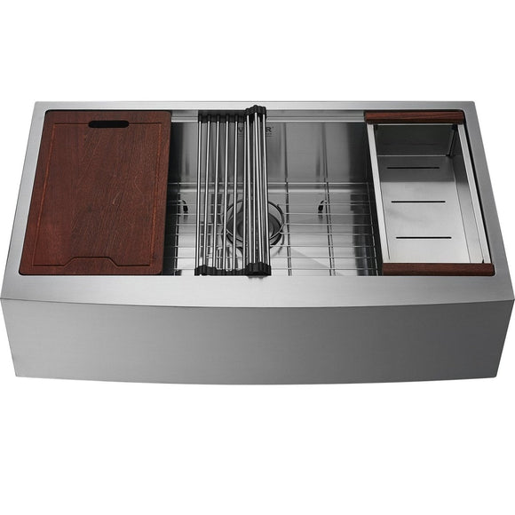 VEVOR Farmhouse Kitchen Sink, 304 Stainless Steel Drop - In Sinks, Top Mount Single Bowl Basin with Ledge & Accessories, Household Dishwasher Sinks for Workstation, Prep Kitchen, and Bar Sink, 30 inch - RnR Galore