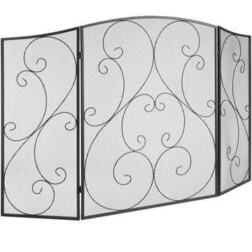 VEVOR Fireplace Screen 3 Panel, Sturdy Iron Mesh Fireplace Screen, 122(L)x76.7(H)CM Spark Guard Cover, No Assembly Required, Free Standing Fireplace Fence Grate for Living Room Home Decor Vintage - RnR Galore