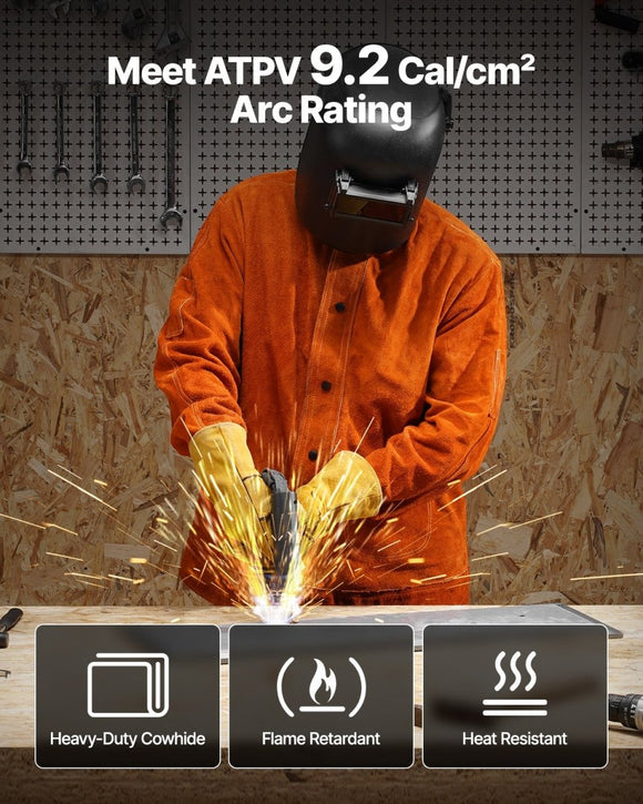 VEVOR Flame - Resistant Welding Jacket Heavy Duty Leather Welding Jacket XL Size - RnR Galore