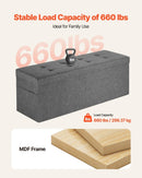 VEVOR Foldable Storage Ottoman Bench, End of Bed Bench with Side Bags, Folding Upholstered Storage Chest Supports 660 lbs, Linen Bed Ottoman with Large Space for Living Room, Bedroom, Entryway, Grey - RnR Galore