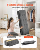 VEVOR Foldable Storage Ottoman Bench, End of Bed Bench with Side Bags, Folding Upholstered Storage Chest Supports 660 lbs, Linen Bed Ottoman with Large Space for Living Room, Bedroom, Entryway, Grey - RnR Galore