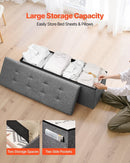 VEVOR Foldable Storage Ottoman Bench, End of Bed Bench with Side Bags, Folding Upholstered Storage Chest Supports 660 lbs, Linen Bed Ottoman with Large Space for Living Room, Bedroom, Entryway, Grey - RnR Galore