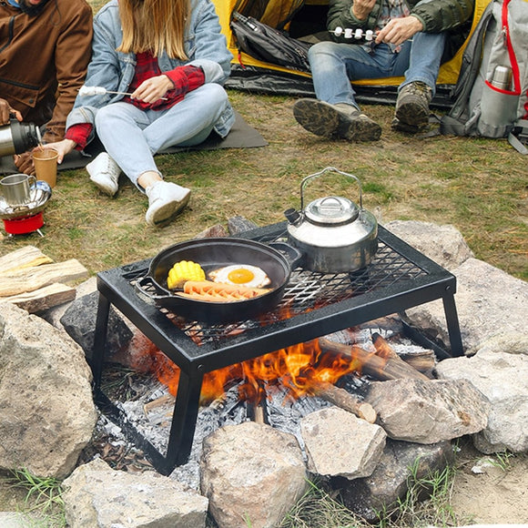 VEVOR Folding Campfire Grill Portable Camping Fire Pit Steel Outdoor BBQ Picnic - RnR Galore