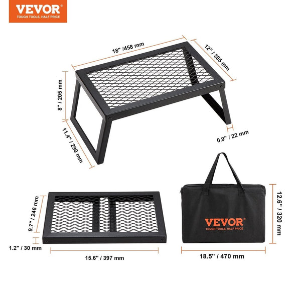 VEVOR Folding Campfire Grill Portable Camping Fire Pit Steel Outdoor BBQ Picnic - RnR Galore