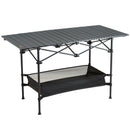 VEVOR Folding Camping Table, Outdoor Portable Side Tables, Lightweight Fold Up Table, Aluminum & Steel Ultra Compact Work Table with Large Storage and Carry Bag, For Beach, Picnic, Travel, 24x16 inch - RnR Galore