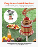 VEVOR Fruit Wine Press Manual Press for Wine Making 3.2 Gal/12L Wood Basket - RnR Galore