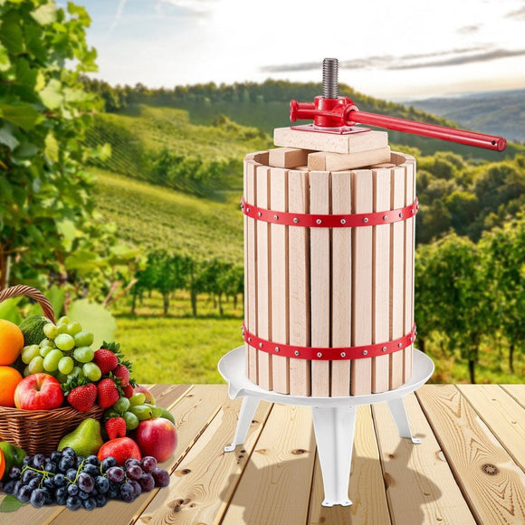 VEVOR Fruit Wine Press Manual Press for Wine Making 4.75 Gal/18L Wood Basket - RnR Galore