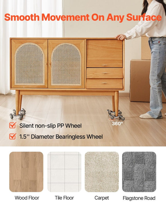 VEVOR Furniture Dolly 4 pcs Steel Tri - dolly Set Furniture Mover 200 kg Capacity - RnR Galore