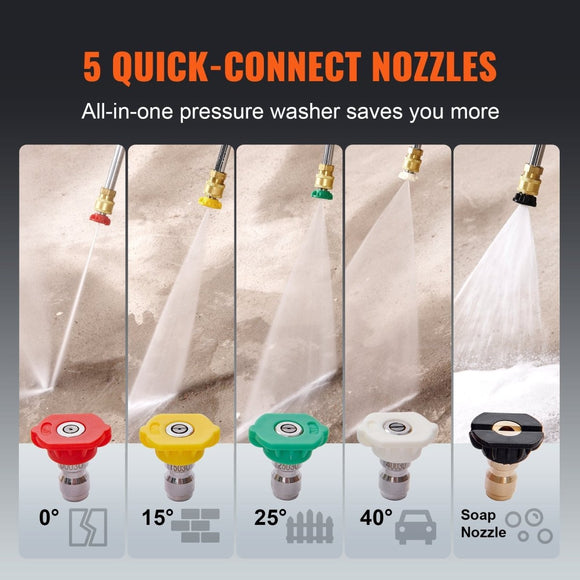 VEVOR Gas Pressure Washer Gas Powered Washer 3400 PSI 2.6 GPM 210cc 5 Nozzles - RnR Galore